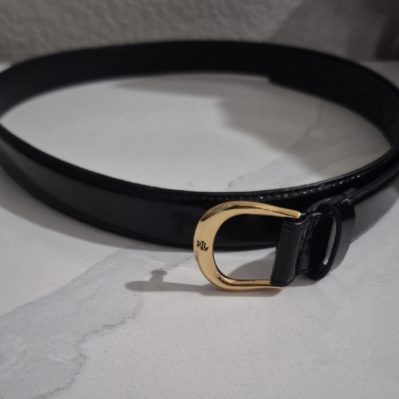 Lauren Ralph Lauren Accessories - Lauren Ralph Lauren Patent Leather Black Belt with Gold Accent